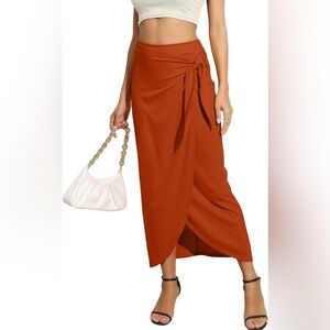 Anthropologie Twist Wrap Maxi Skirt Size Small Coral